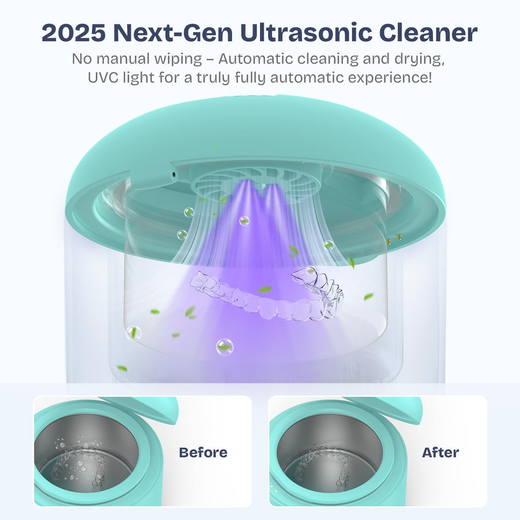 2025 Ultrasonic Retainer Cleaner 45kHz 25W – Portable with Drying (Blue)
