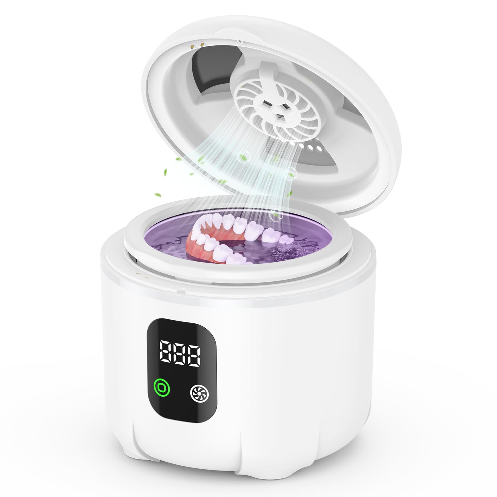 2025 Ultrasonic Retainer Cleaner – 45KHz 25W Portable Denture Cleaner with Drying & UVC Light