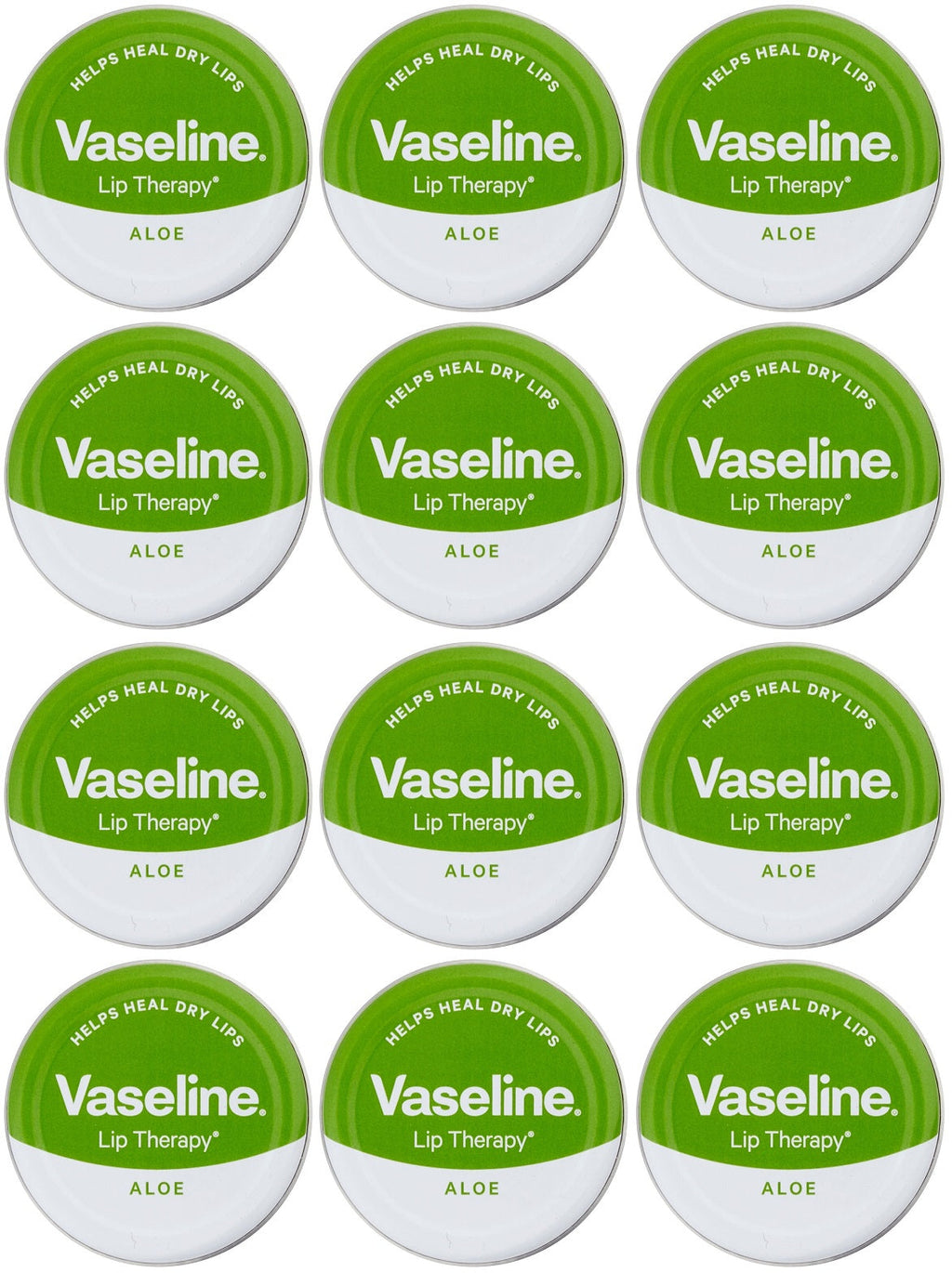 12 x Vaseline Lip Therapy Aloe Lip Balm 20G