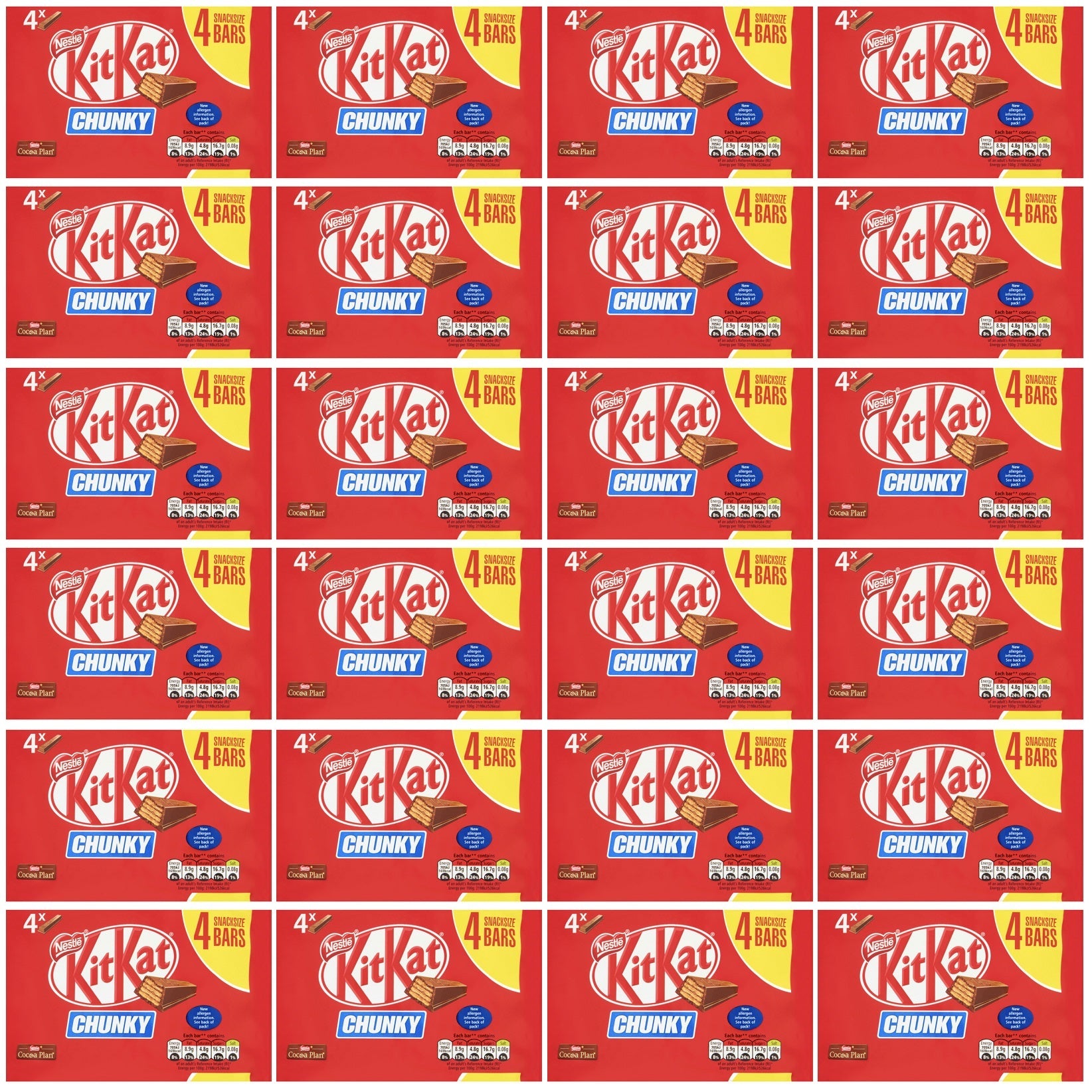 24 x Kitkat Chunky Milk Chocolate Bar 4 X 32G (128G)