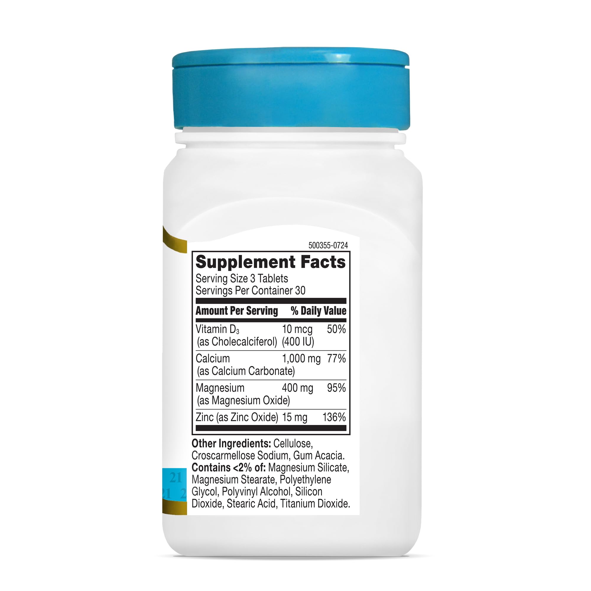 21st Century Cal Mag Zinc +D Tablets, 90 Count | Bone Health Support