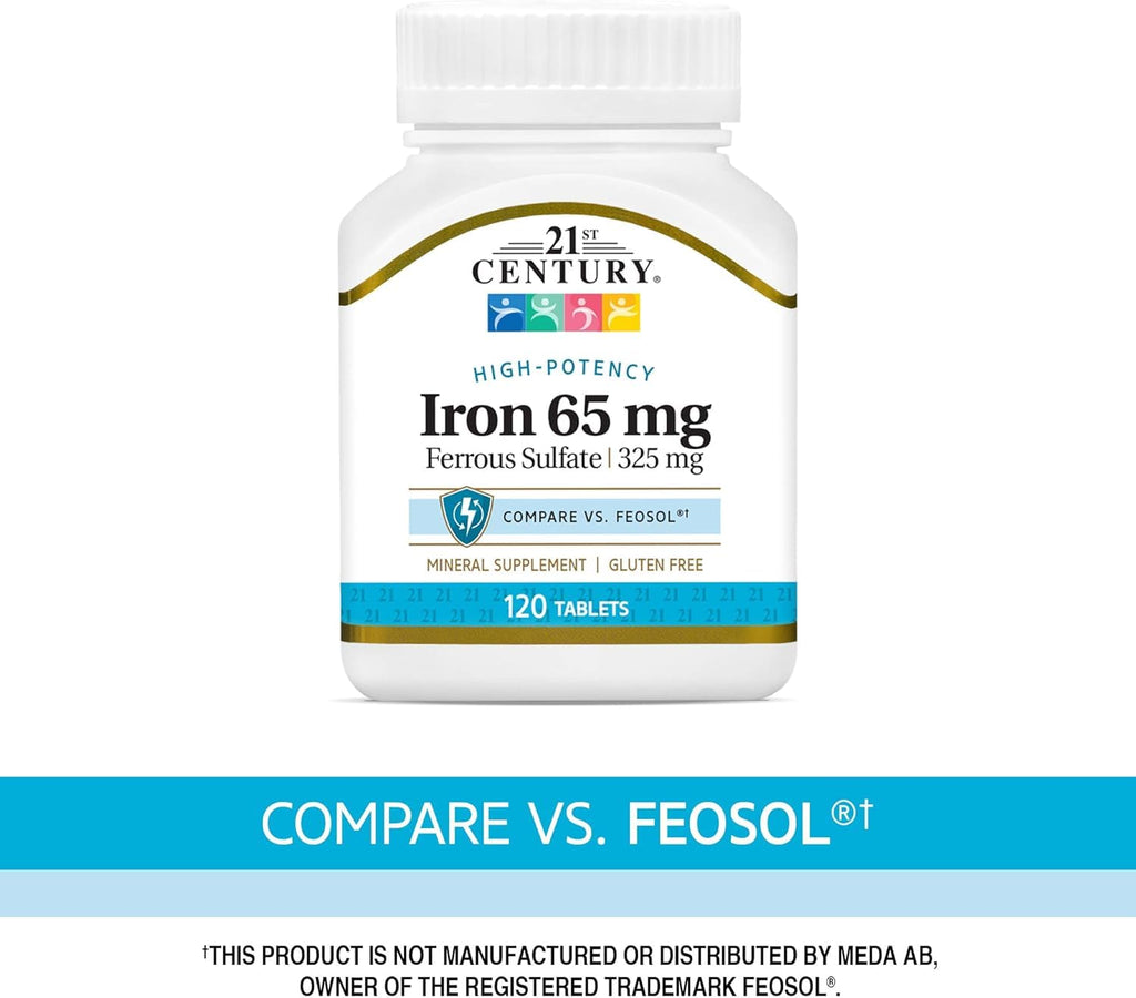 21st Century Iron Ferrous Sulfate 65 mg (325 mg) Tablets – 120 Count