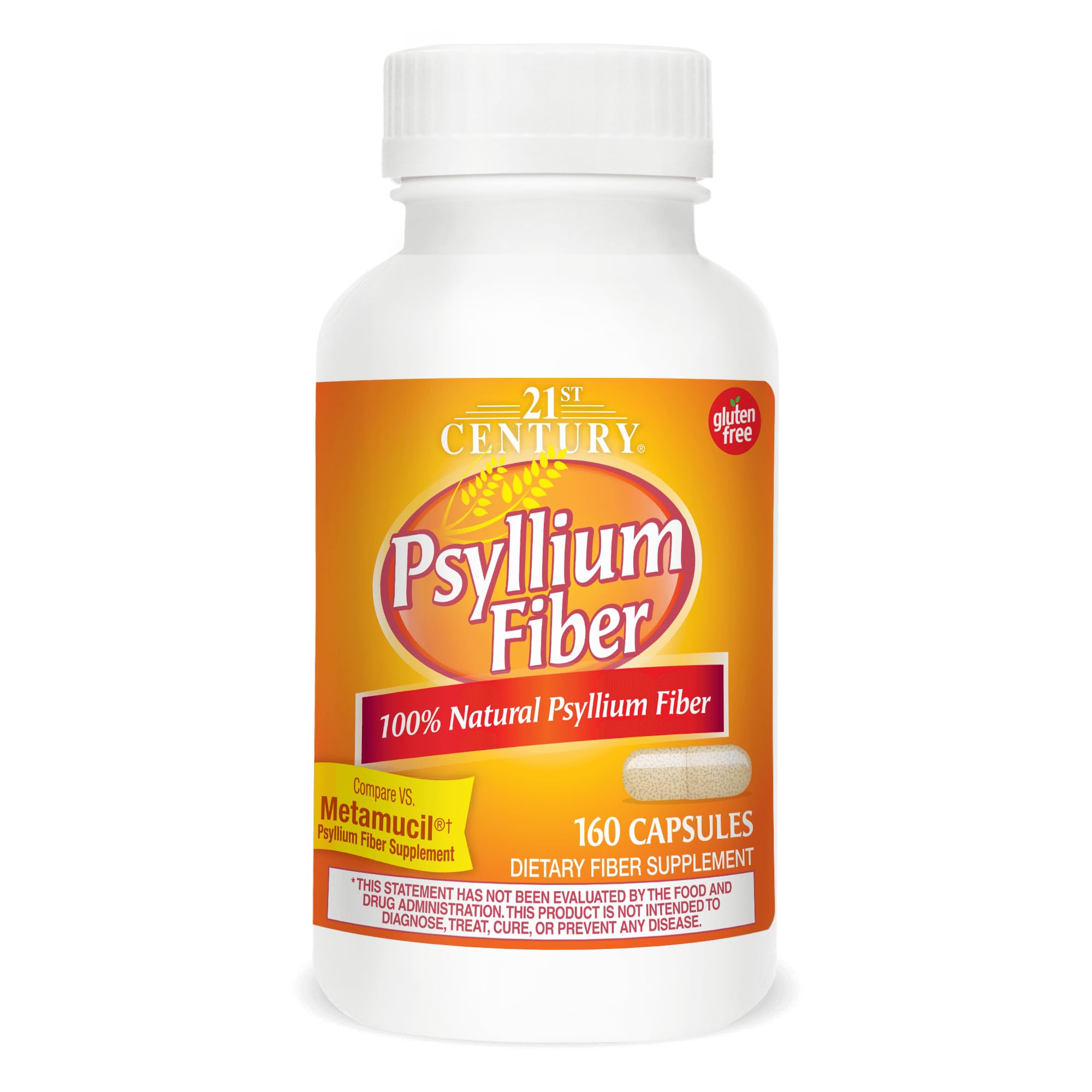 21st Century Psyllium Fiber 160 Capsules – 2 Pack