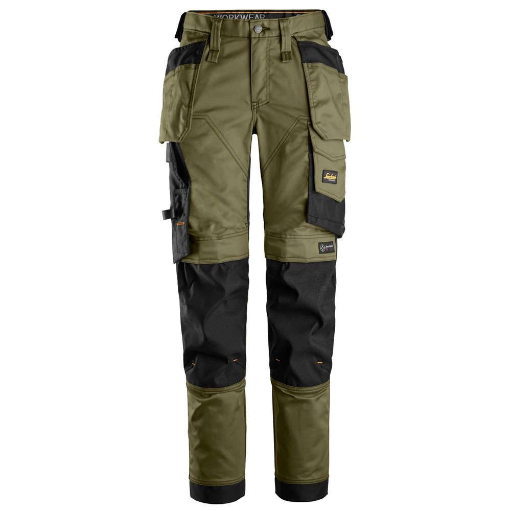 Snickers 6247 Khaki Green AllroundWork Women's Stretch Trousers Holster Pockets