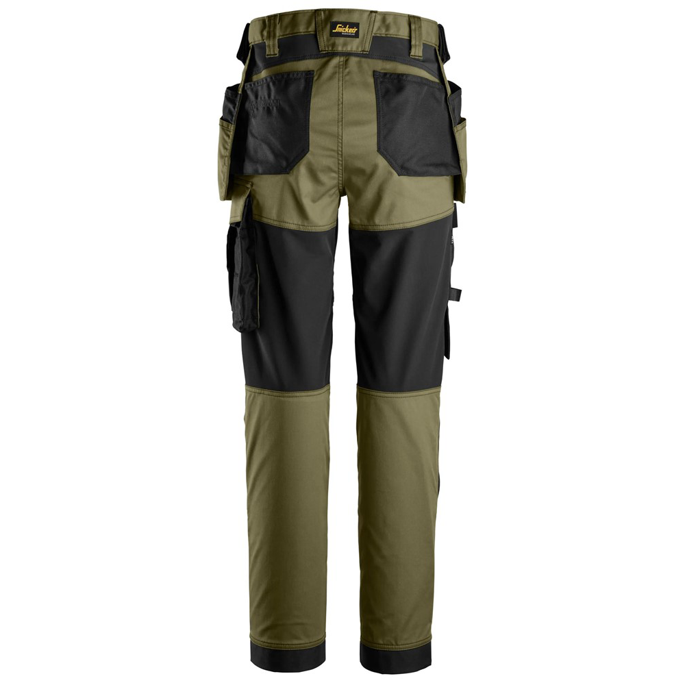 Snickers 6247 Khaki Green AllroundWork Women's Stretch Trousers Holster Pockets