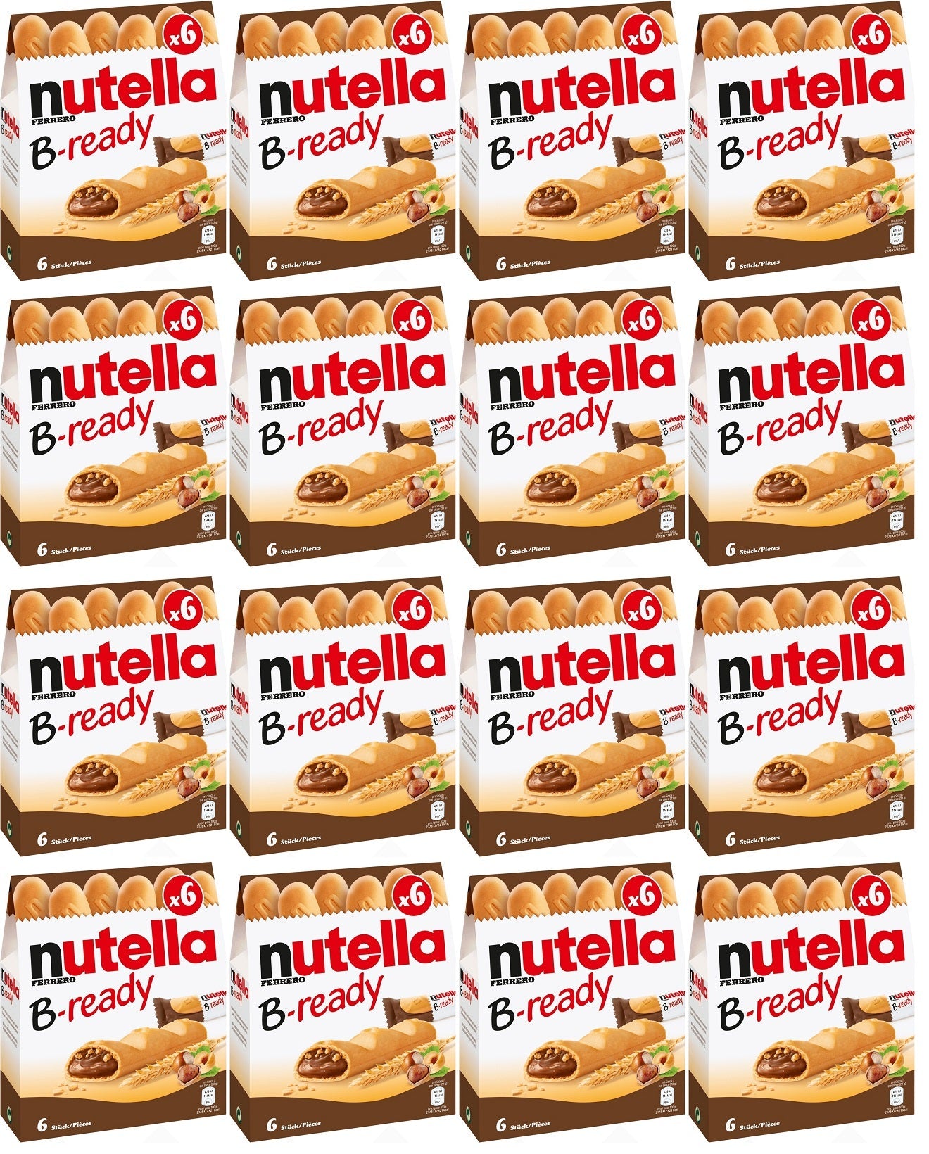 16 x Nutella® B-Ready 132G - 6 Bars X 22G