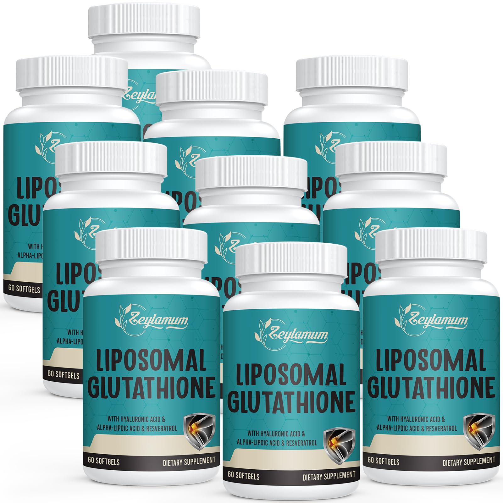 Zeylamum 2400mg Liposomal Glutathione Softgels – Max Absorption, Hyaluronic Acid & Resveratrol, 600 Softgels
