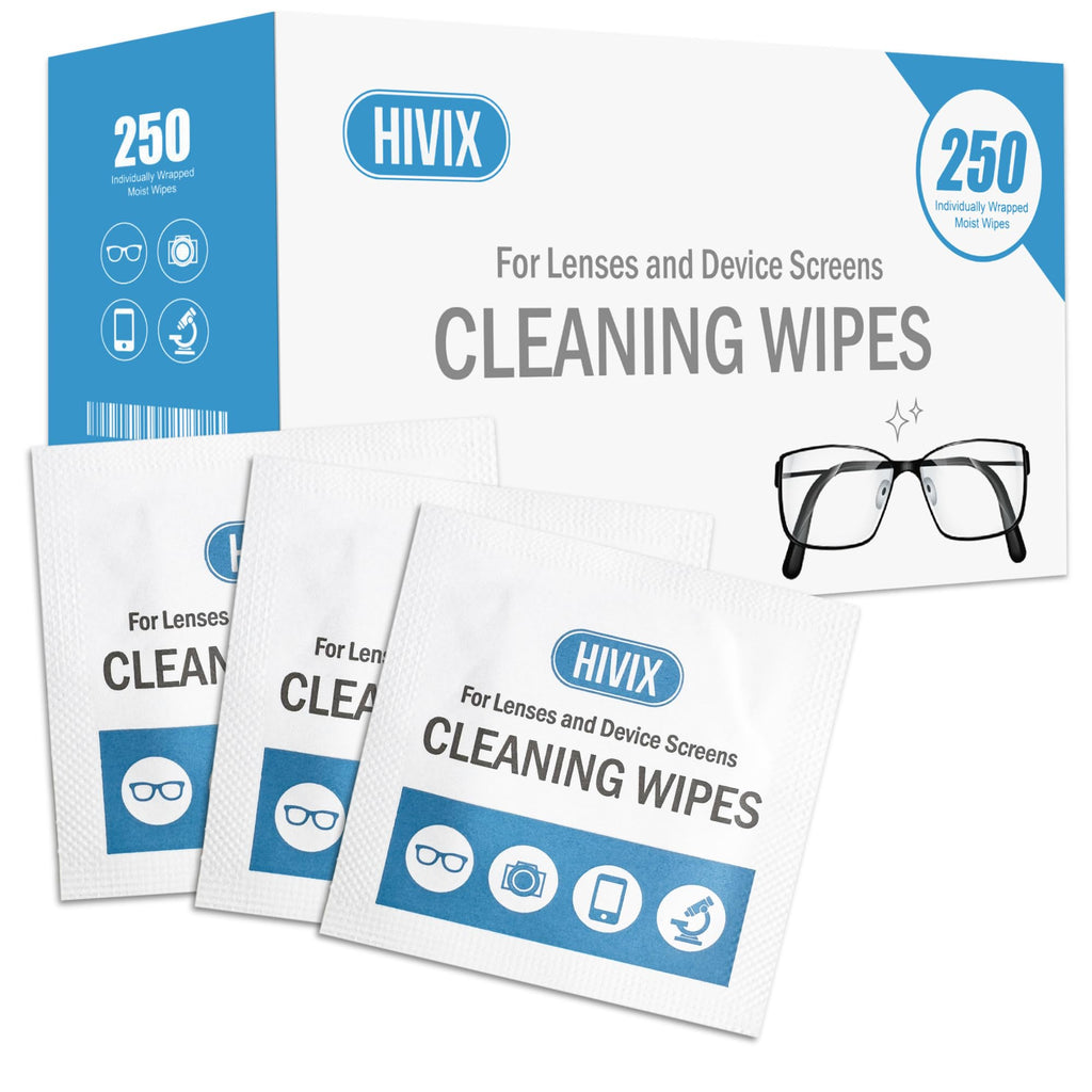 250 Count Lens Wipes – Individually Wrapped (2.4 x 4.7 in) for Glasses & Screens