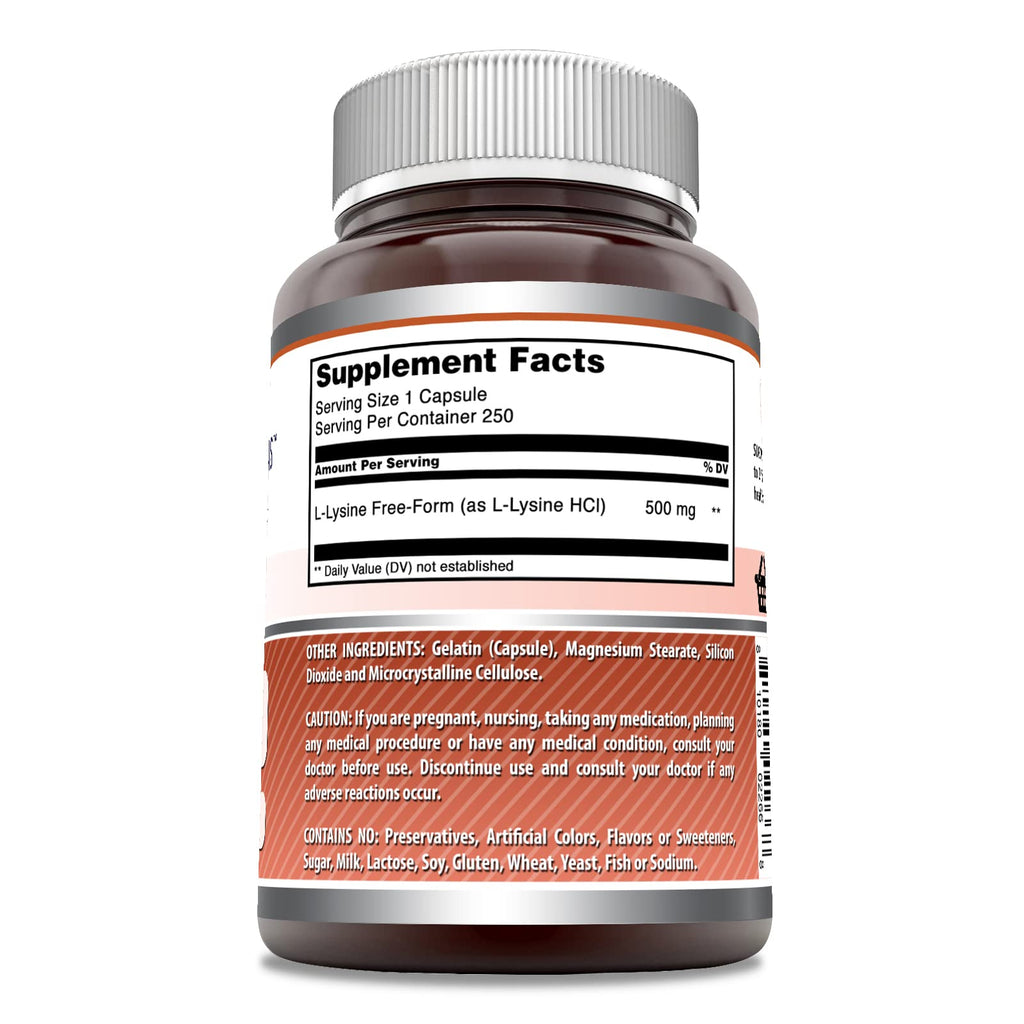 Amazing Formulas L-Lysine 500 mg | Non-GMO, Gluten-Free | Made in USA