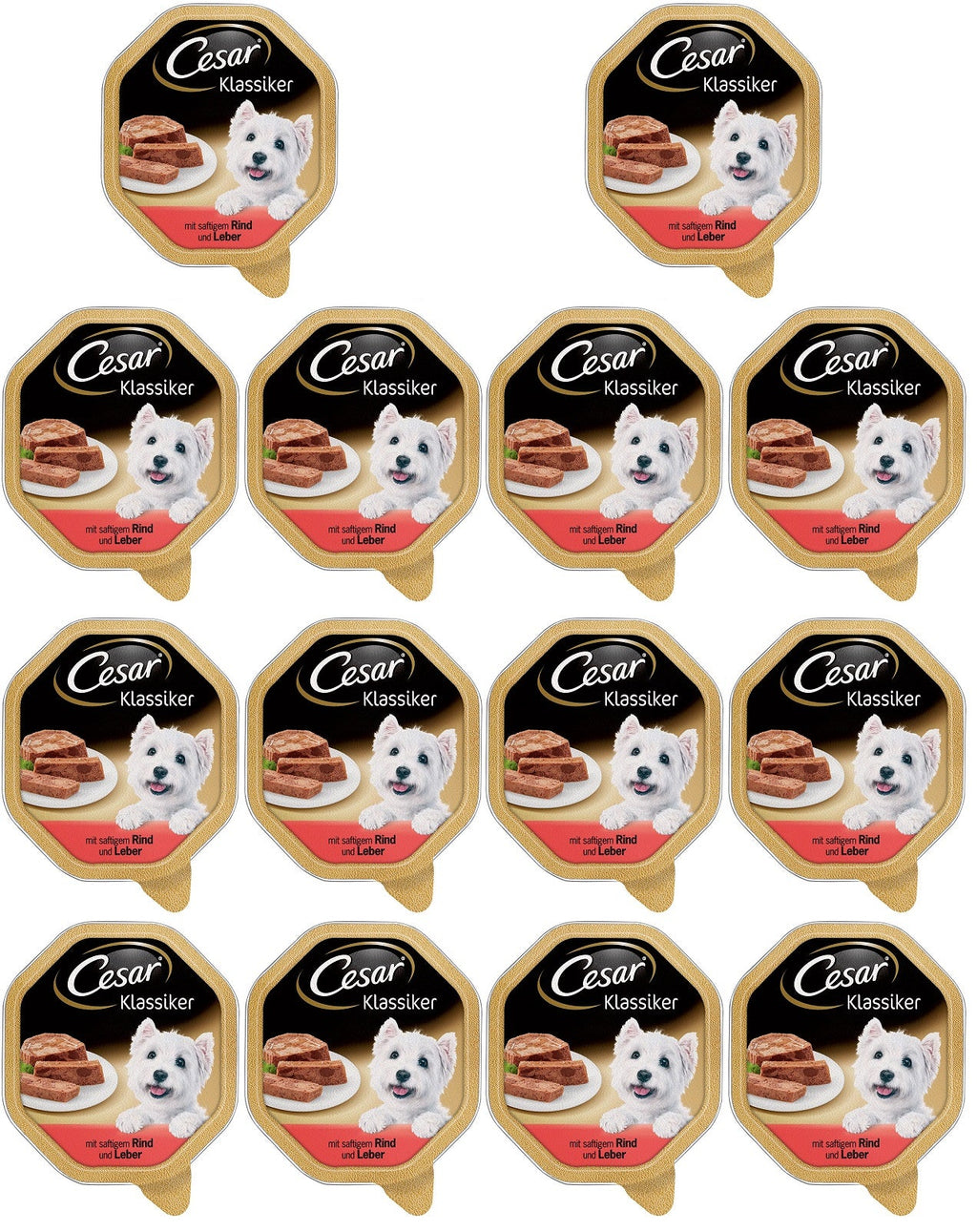 14 x Cesar Classics Terrine Dog Food Tray Lamb & Chicken In Jelly 150G