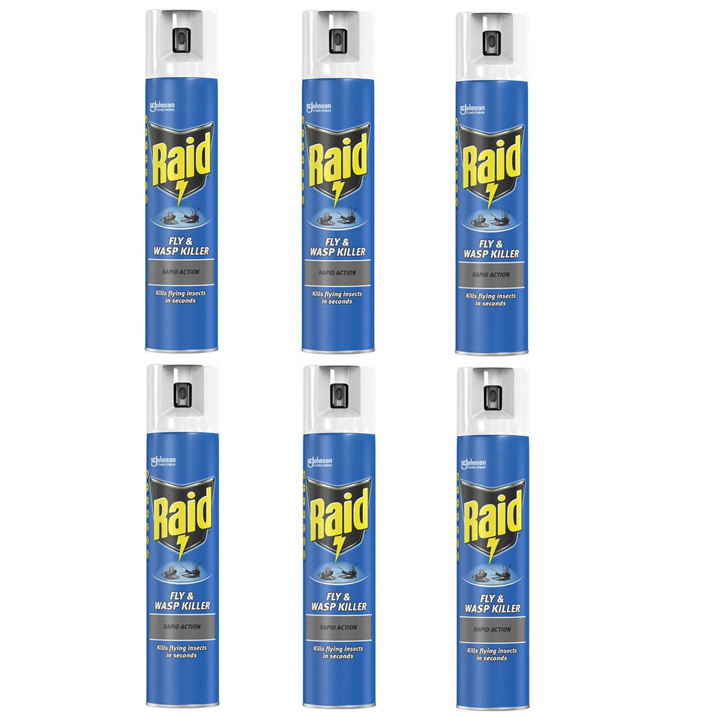 6 x Raid Rapid Action Fly & Wasp Insect Killer 300Ml