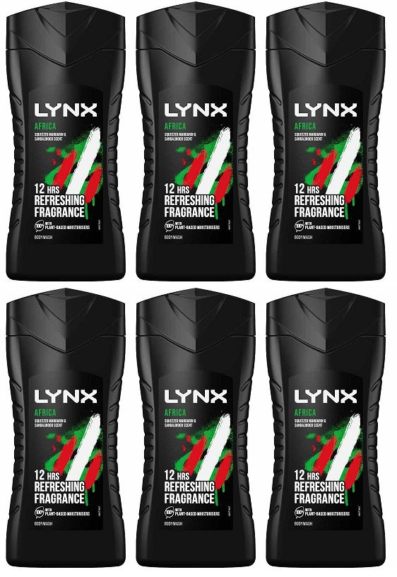 6 x Lynx  Shower Gel Africa 225 Ml