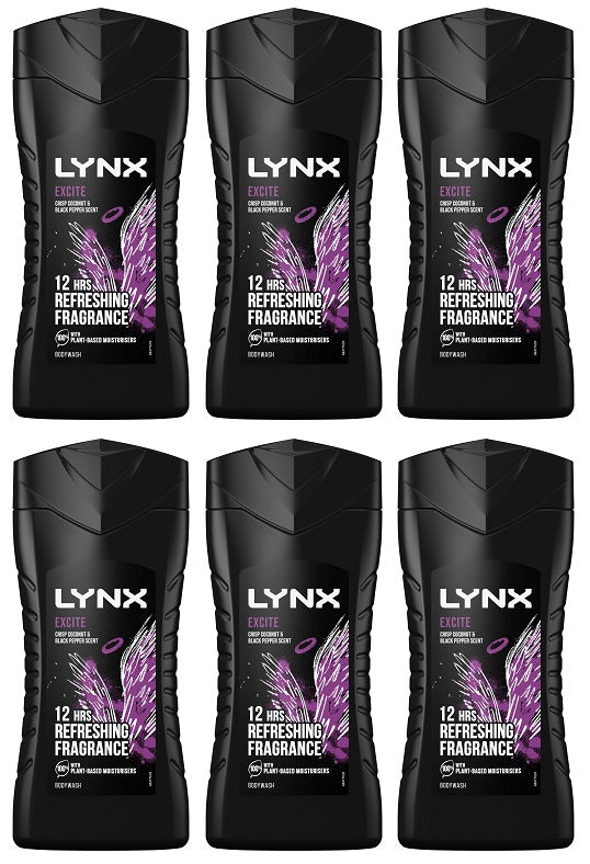 6 x Lynx  Lynx Excite Shower Gel Excite 225 Ml
