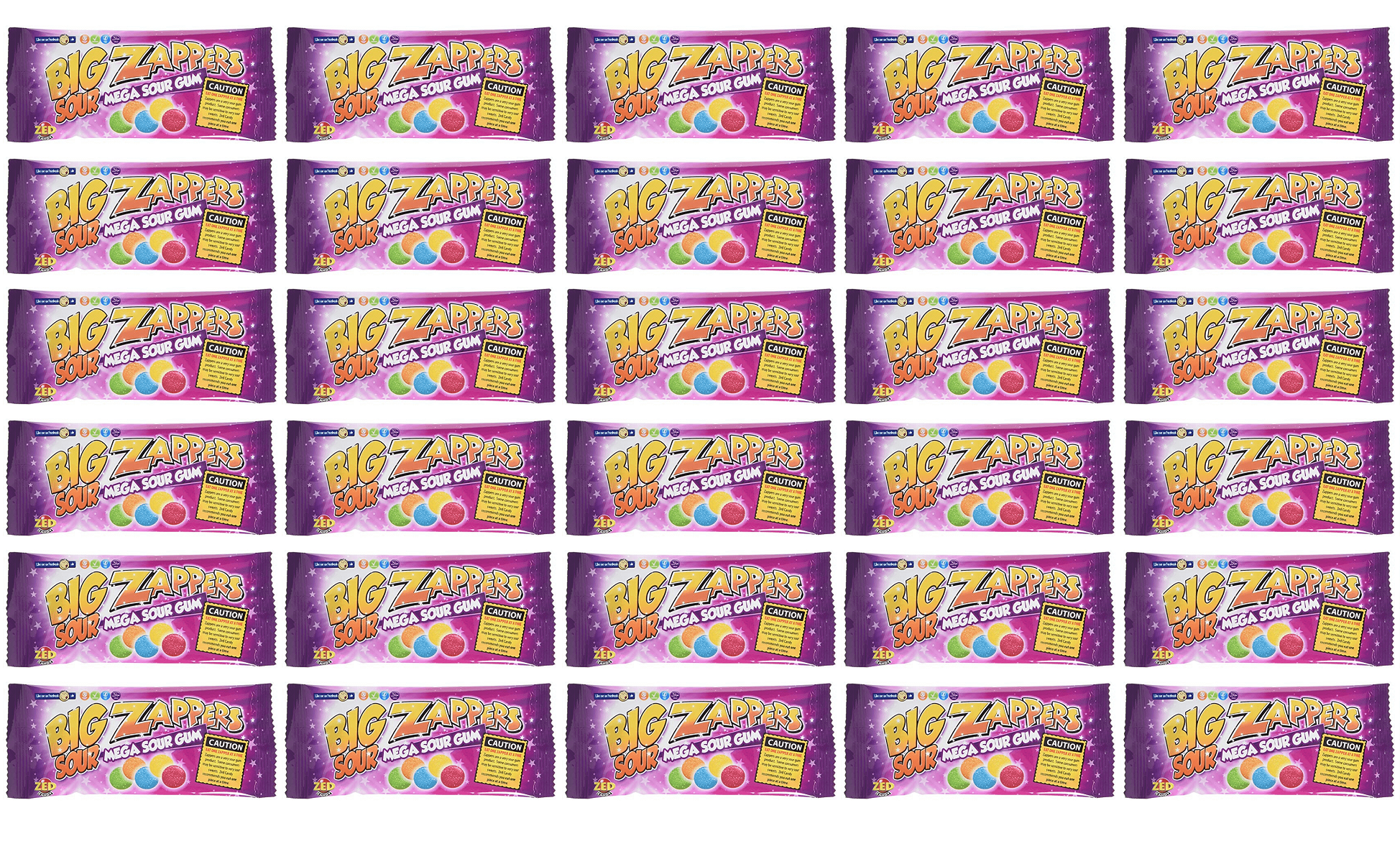 30 x Zed Candy Big Zappers Mega Sour Gum 26G