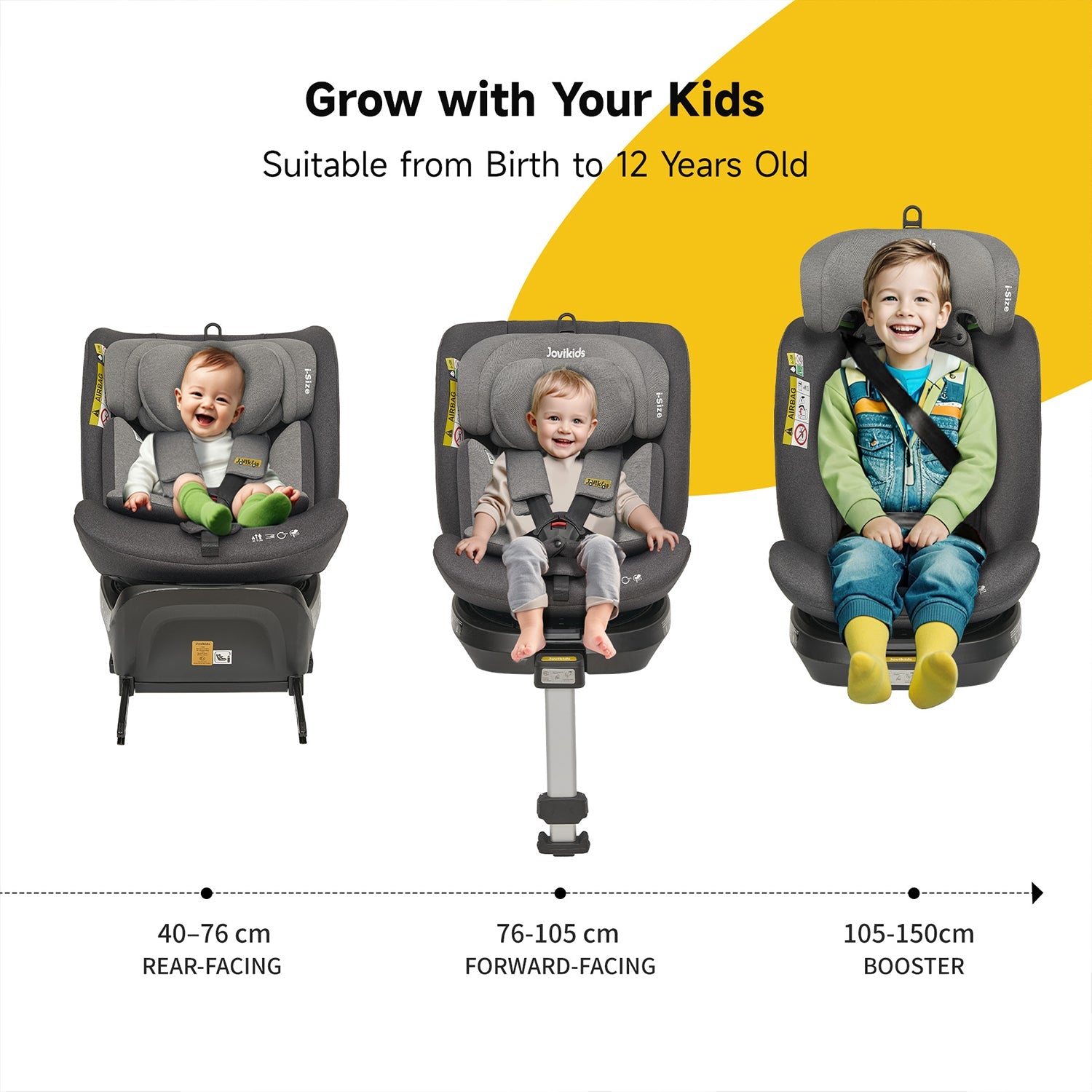 Jovikids Ranger Rotating Car Seat - Grey