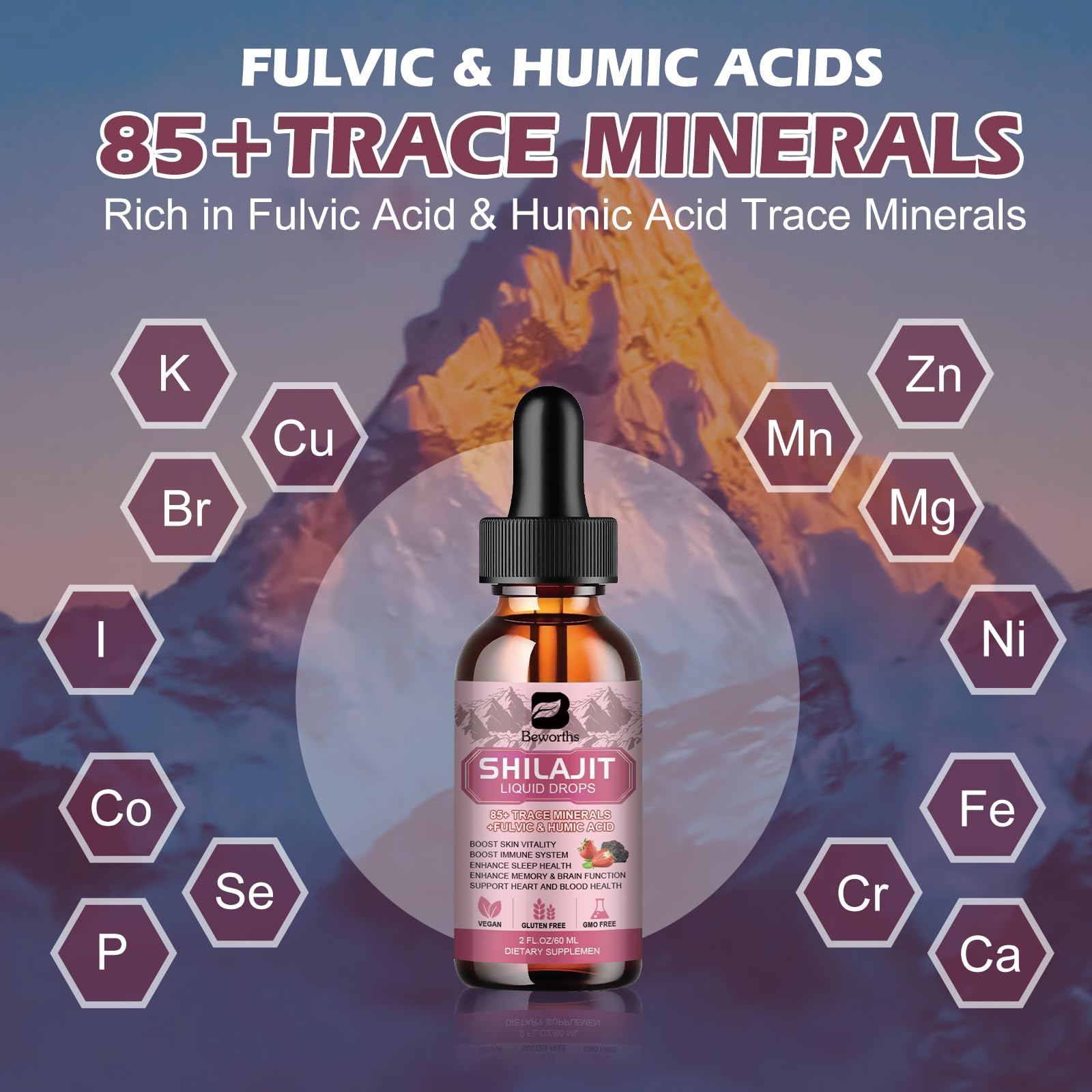 2Pack Shilajit Resin Liquid Drops | Shilajit Complex for Men Women with Ashwagandha, Turmeric, Ginseng, Chaga | 85+ Trace Minerals & Fulvic Acid | Boost Immunity & Energy - Non-GMO