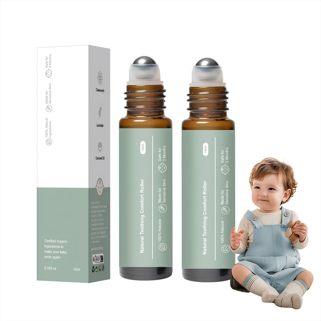 2pc Teething Roller - All-Natural Baby Teething Relief with A Thousand Roses Oil