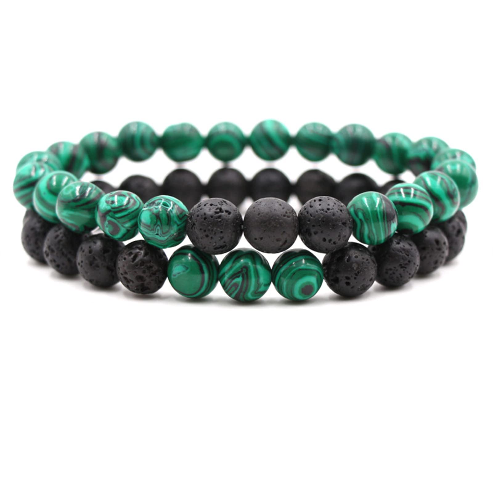 2Pcs Matte Lava Rock Bracelet | Essential Oil Diffuser & Yoga Jewelry
