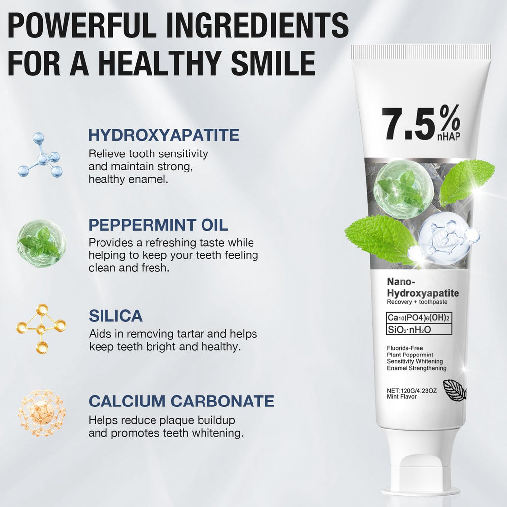2Pcs Nano Hydroxyapatite Toothpaste – Enamel Protection, Strengthening & Gentle Mint