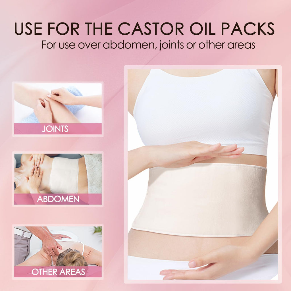 2Pcs Organic Cotton Flannel Castor Oil Pack Wrap – Unbleached & Reusable