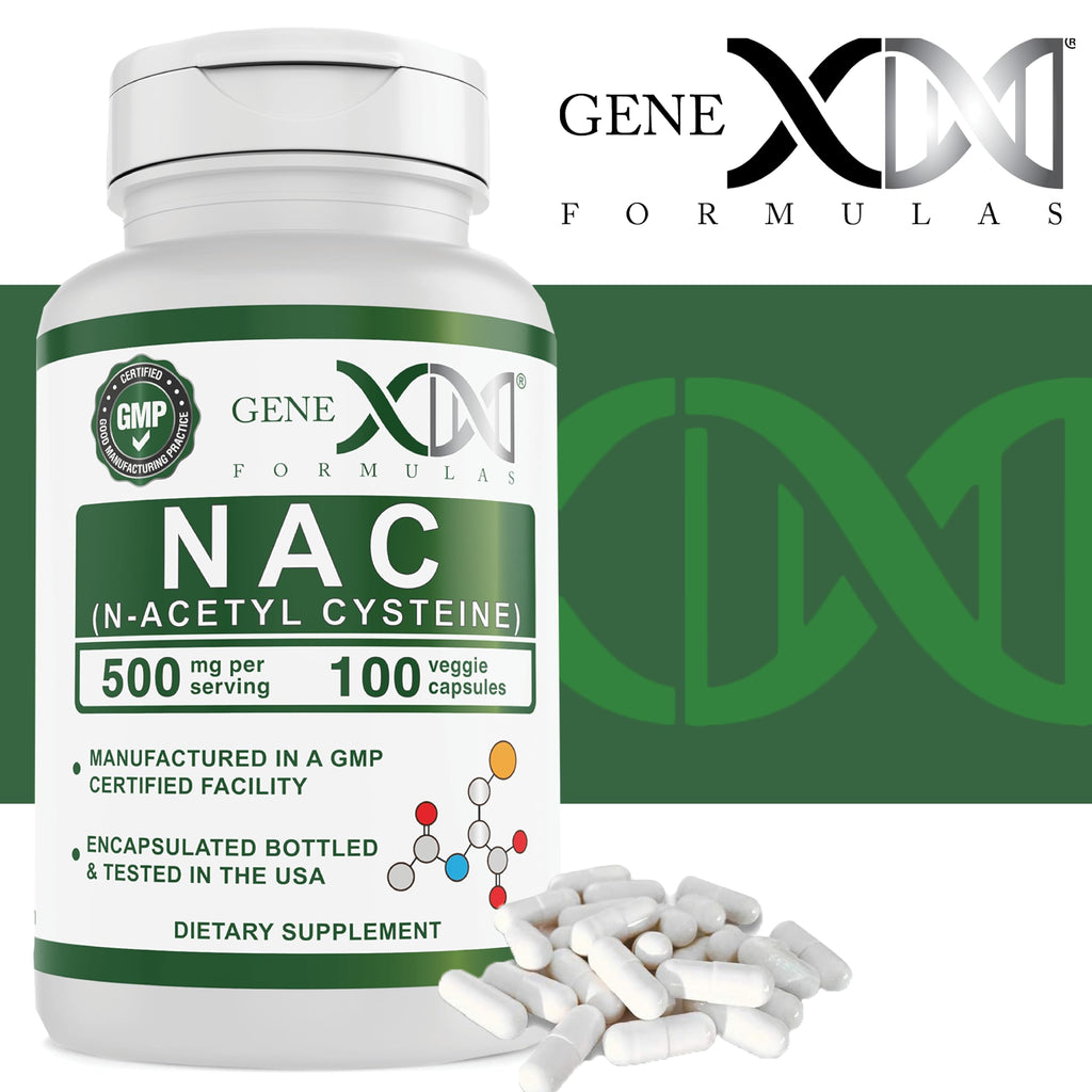 Genex NAC 500mg (100 Capsules) – Liver Health Support | Non-GMO, Gluten Free, Vegan
