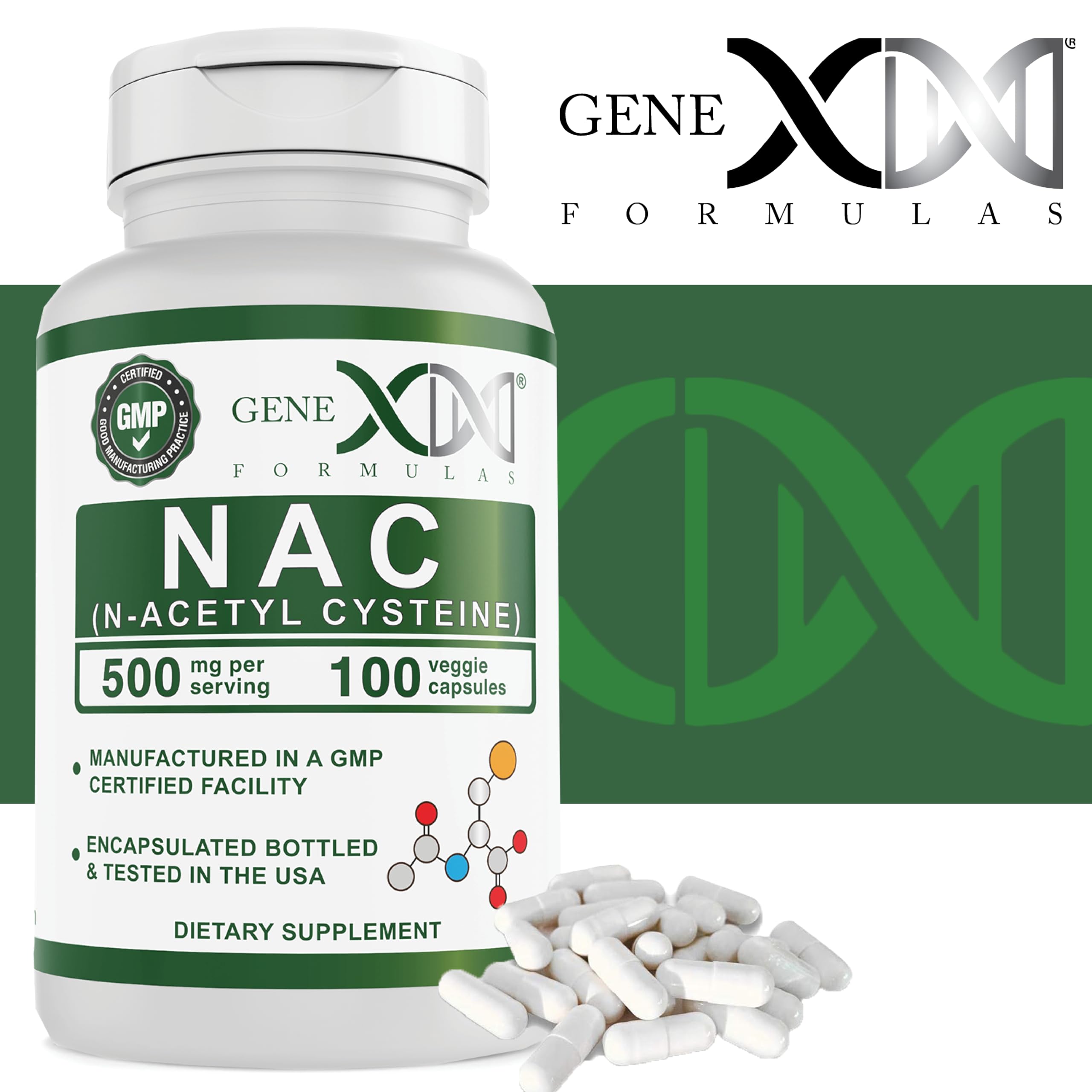 Genex NAC 500mg (100 Capsules) – Liver Health Support | Non-GMO, Gluten Free, Vegan