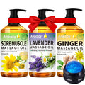 3 Pack Massage Oil for Sore Muscles – Arnica, Ginger & Lavender | Spa Gift