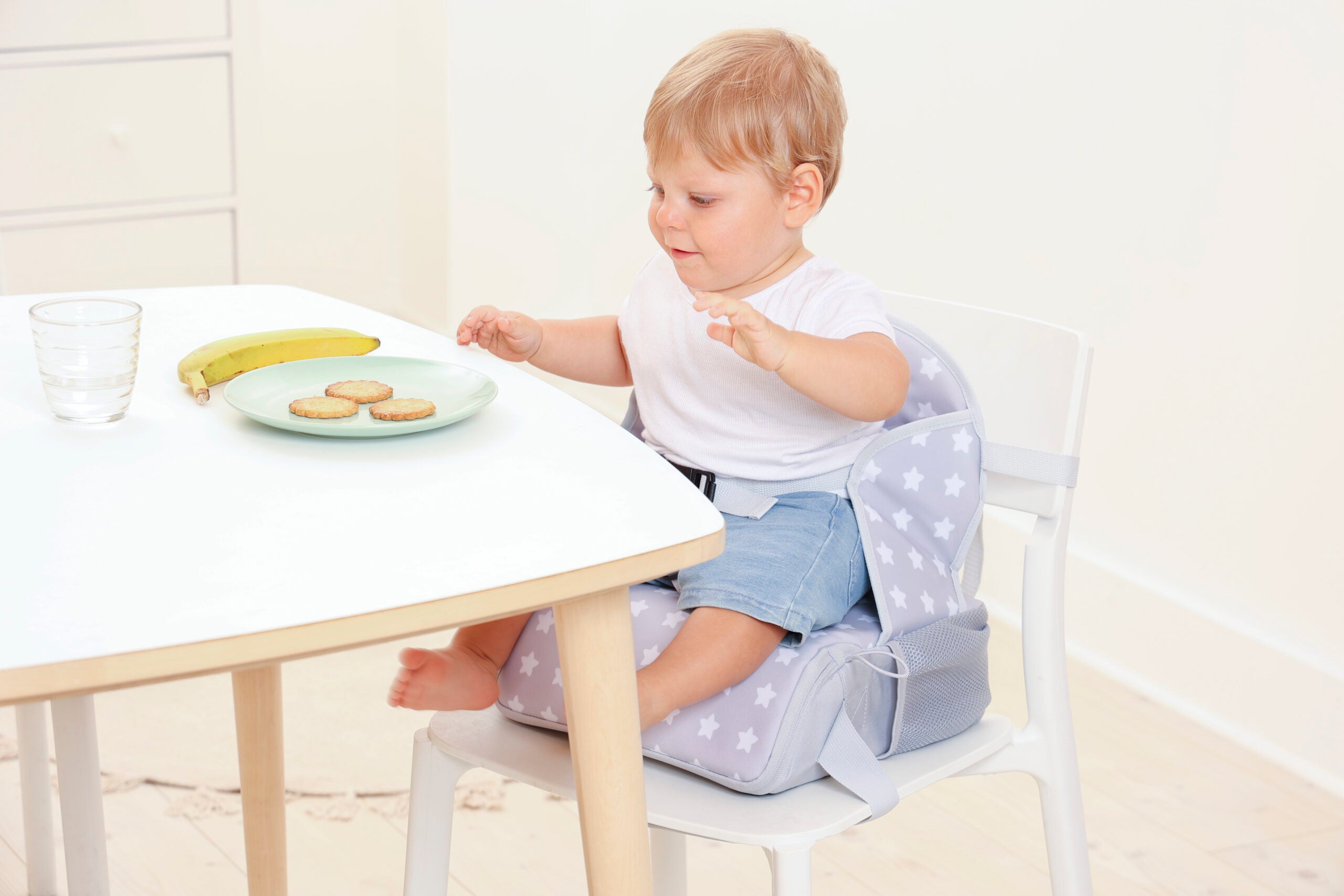 Baby to Love Travel Up Backpack Chair & Booster Seat - White Stars