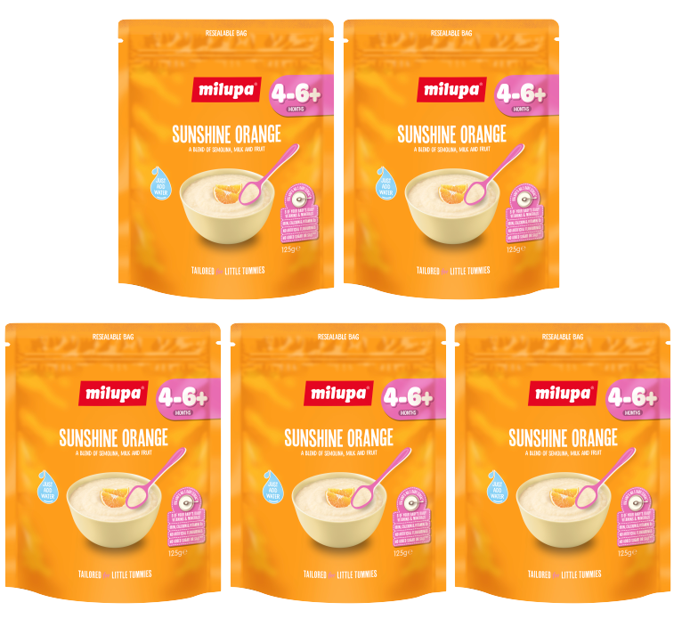 5 x Milupa Sunshine Orange Cereal 125Gm