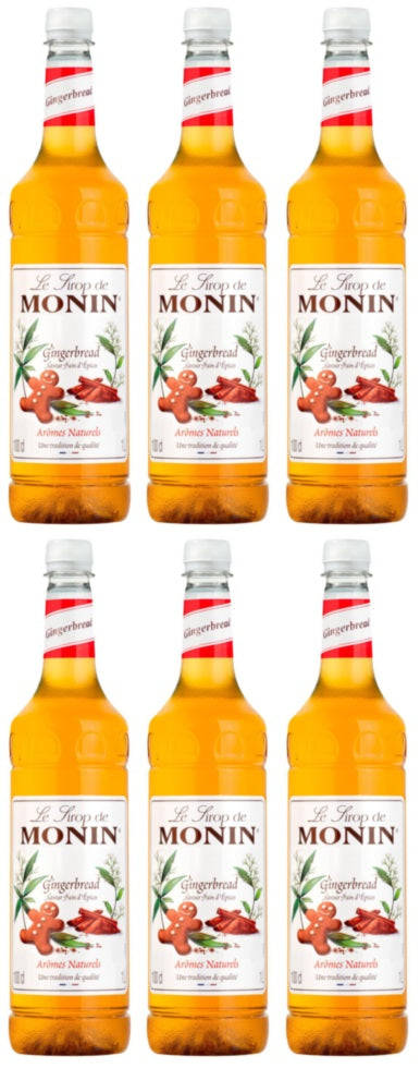 6 x Monin Gingerbread Syrup 1L