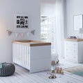 Little Acorns Burlington 2 Piece Nursery Furniture Set with Cot Bed and Dresser - White & Oak