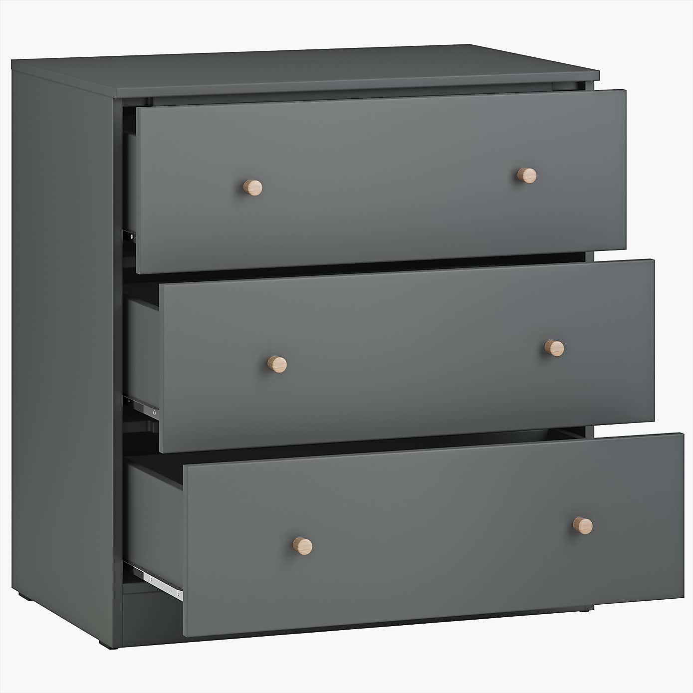 Little Acorns Burlington 2 Piece Nursery Furniture Set with Cot Bed and Dresser - Anthracite Grey & Oak