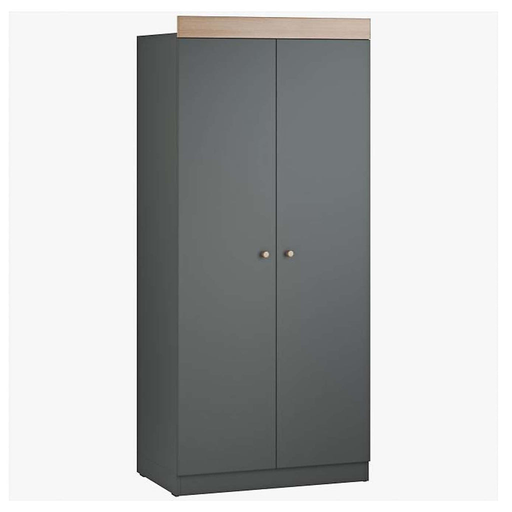 Little Acorns Burlington 3 Piece Nursery Furniture Set with Cot Bed, Dresser and Wardrobe - Anthracite Grey & Oak