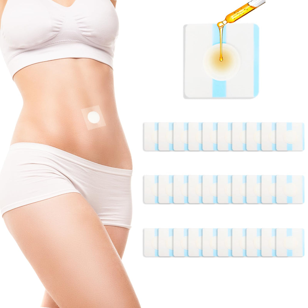 30Pcs Castor Oil Patches for Belly Button — Leak-Proof Self-Adhesive Castor Oil Pack Wrap | Organic Cotton Pads