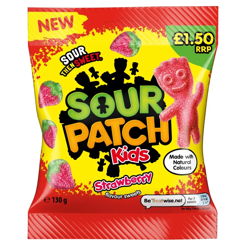 10 x Sour Patch Kids Strawberry Flavour Sweets Bag - 130GM