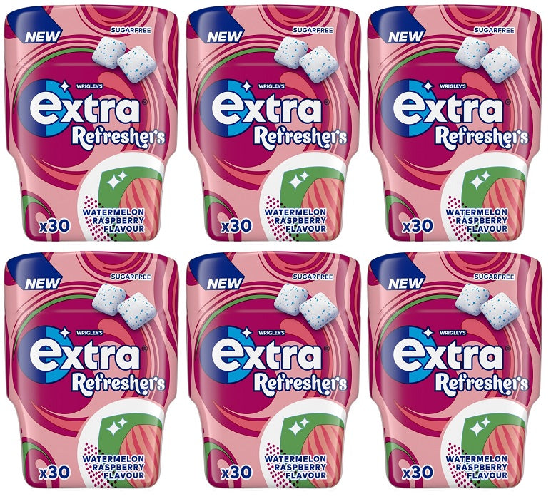 6 x Extra Watermelon Raspberry Refreshers Bottle 30pcs - 30 PIECE