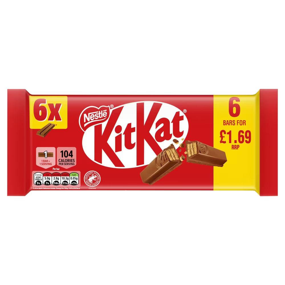 20 x Kit Kat 2 Finger Milk Chocolate 6 Pack