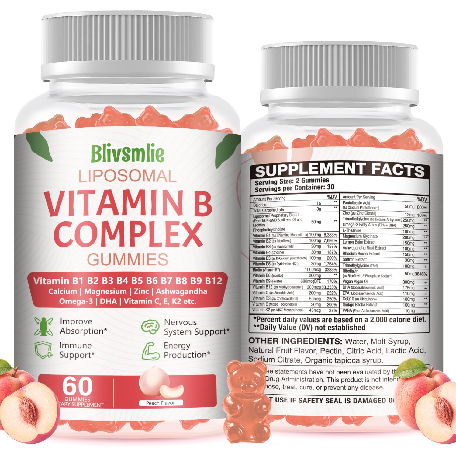 33-In-1 Liposomal Vitamin B Complex Gummies – B1 to B12 + C, D3 & K2 | Energy, Immunity & Heart Support