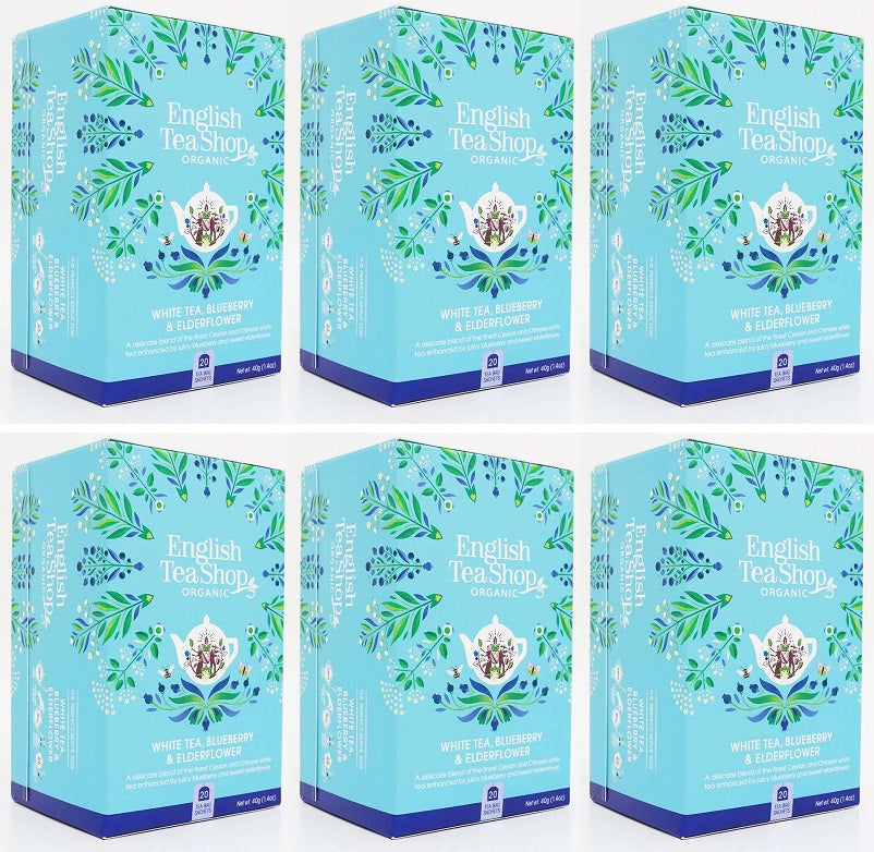 6 x English Tea Shop White Tea Blueberry Elderflower - 20Bags