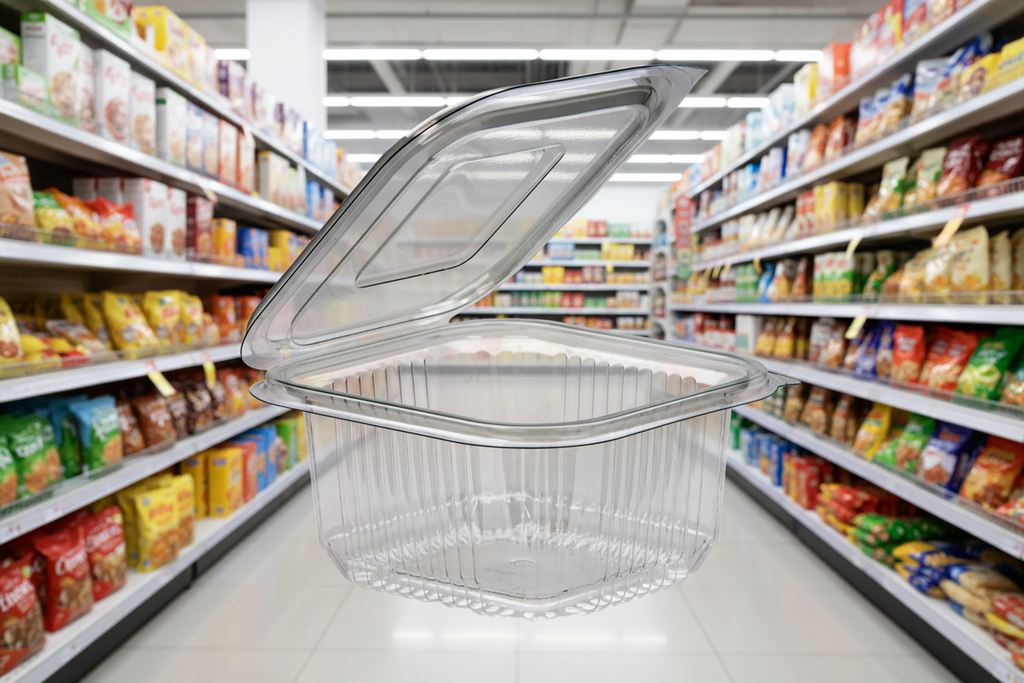 Salad Container Square Hinged 375Ml