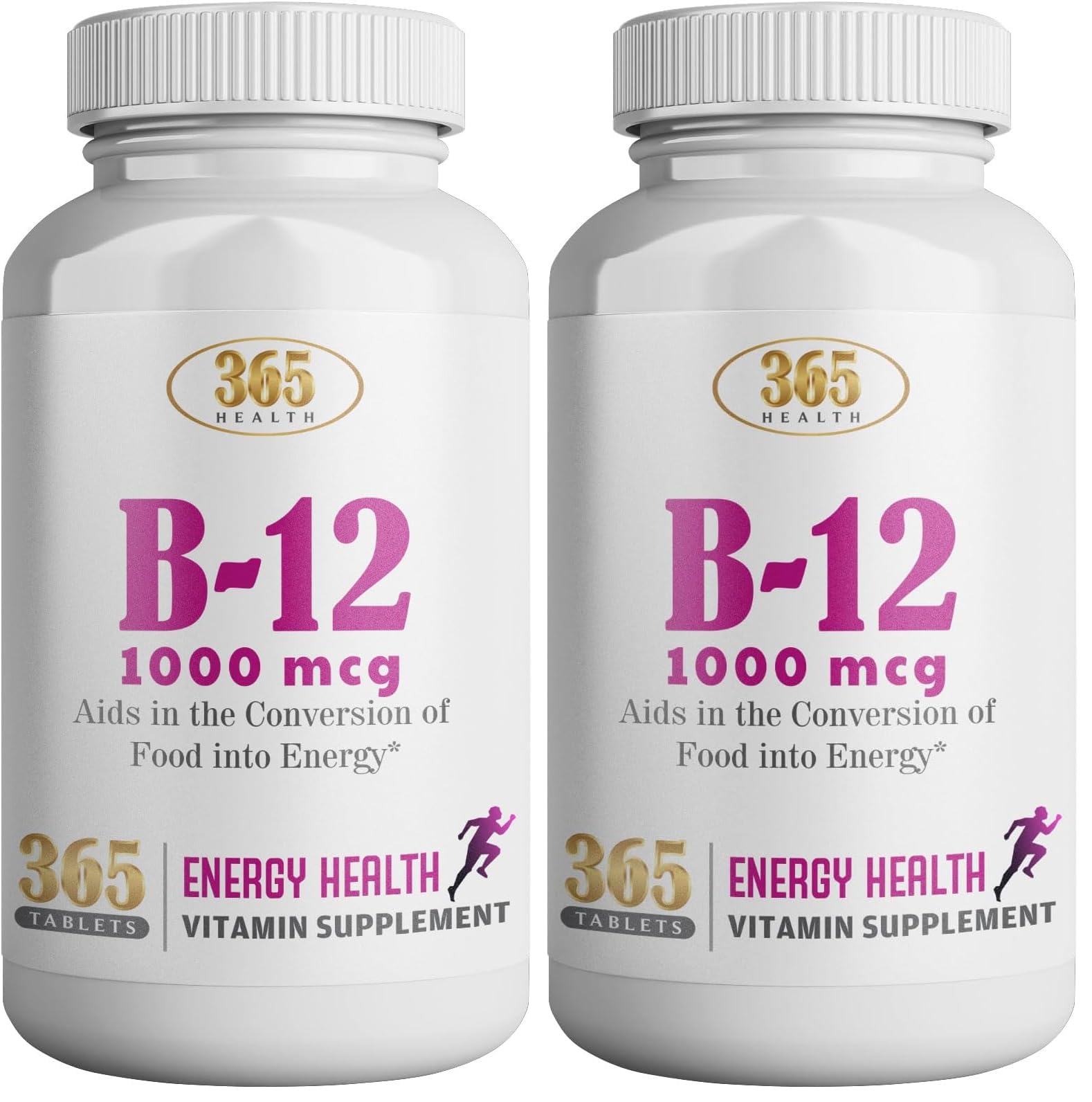 365 Health Vitamin B12 1000mcg Tablets – Energy Metabolism Support (Pack of 2)