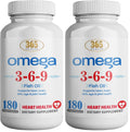 365 Health Omega 3-6-9 180 Softgels – from Fish, Flaxseed & Borage Oils – Non-GMO & Gluten Free (Pack of 2)