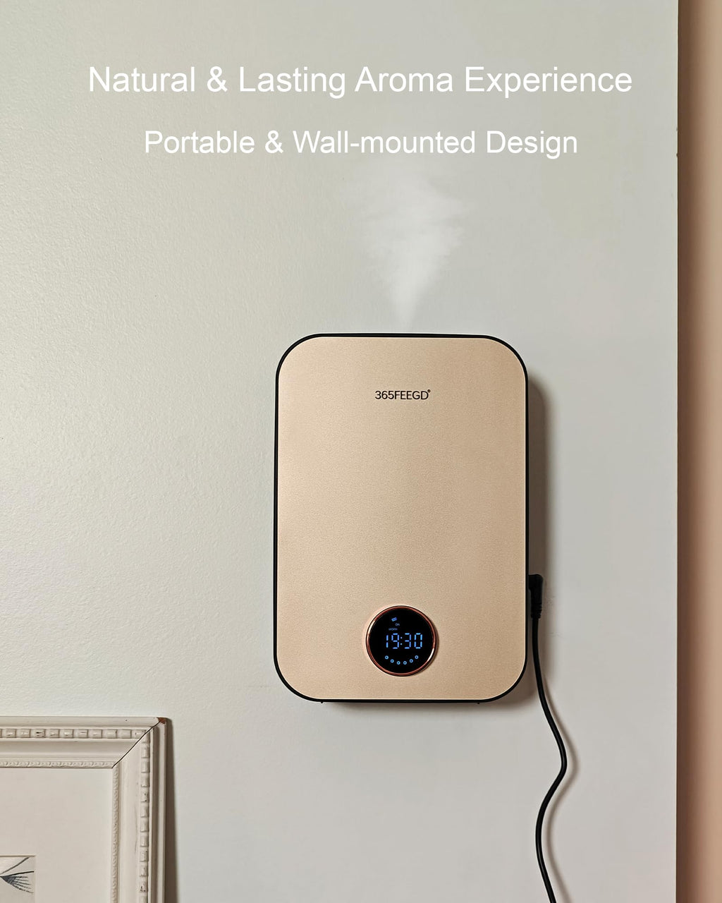 365FEEGD Home Diffuser 150ml – Bluetooth Control, 24/7 Customizable Settings (Black Gold)