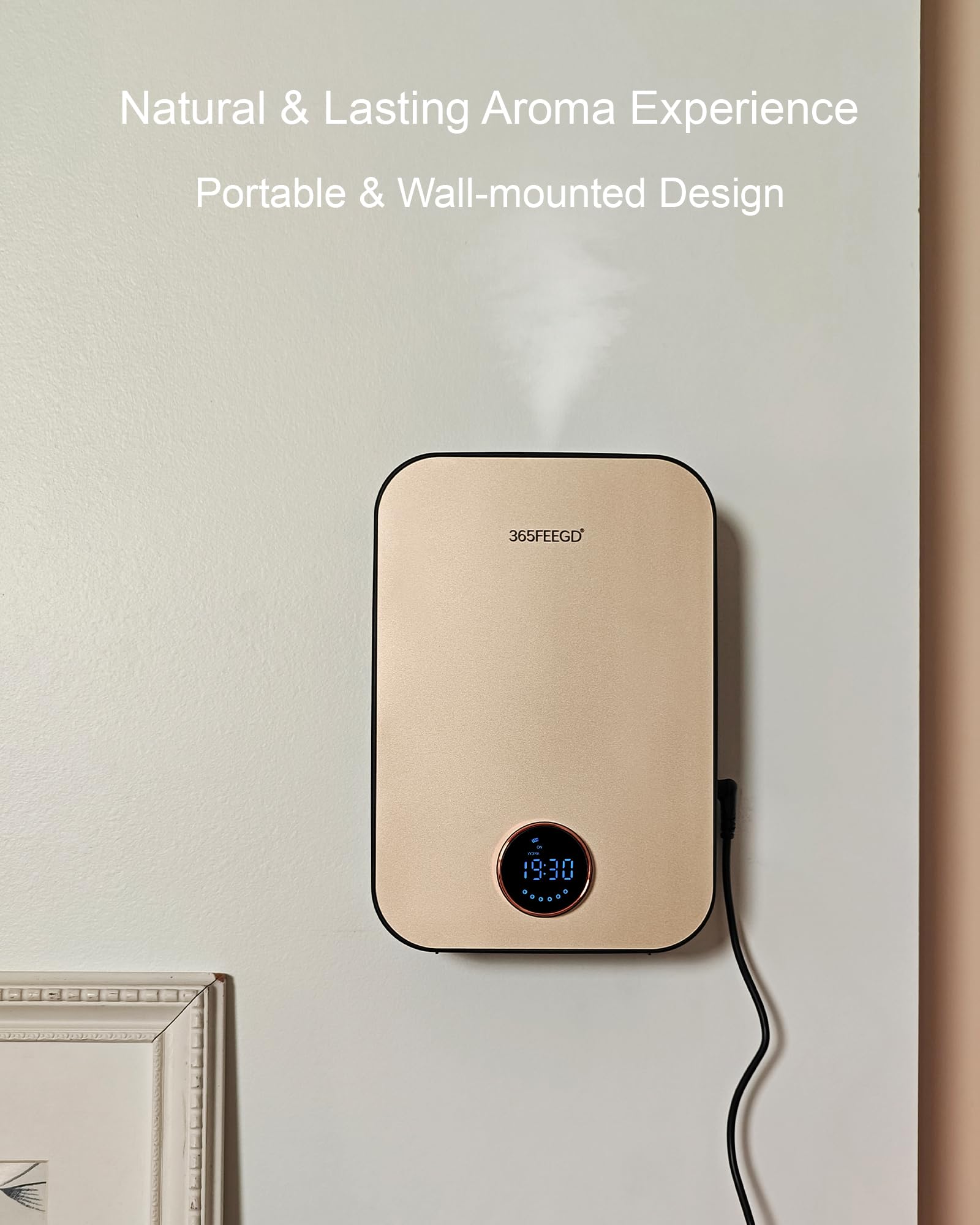 365FEEGD Home Diffuser 150ml – Bluetooth Control, 24/7 Customizable Settings (Black Gold)