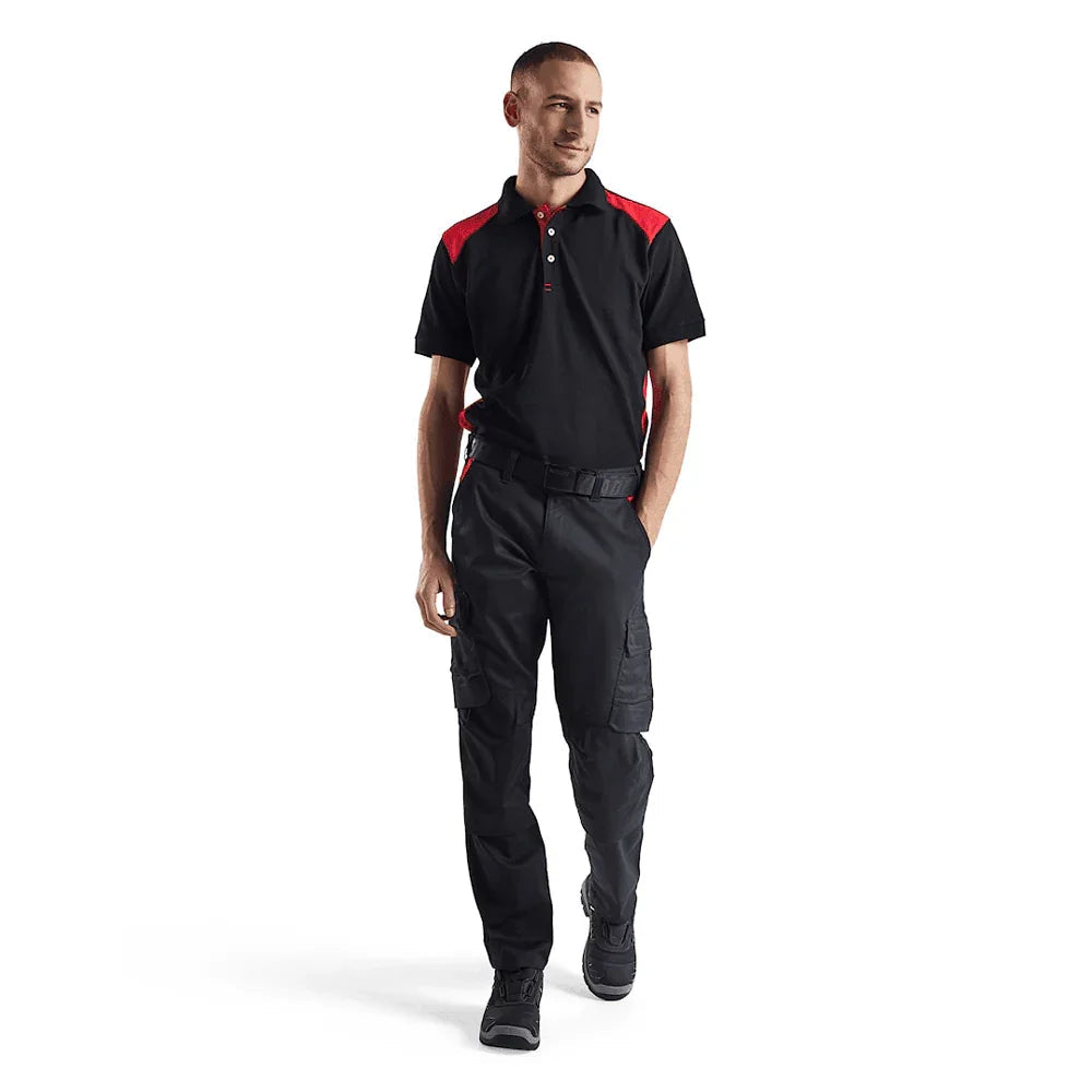 Blaklader 1448 Industry Stretch Kneepad Trousers Black/Red