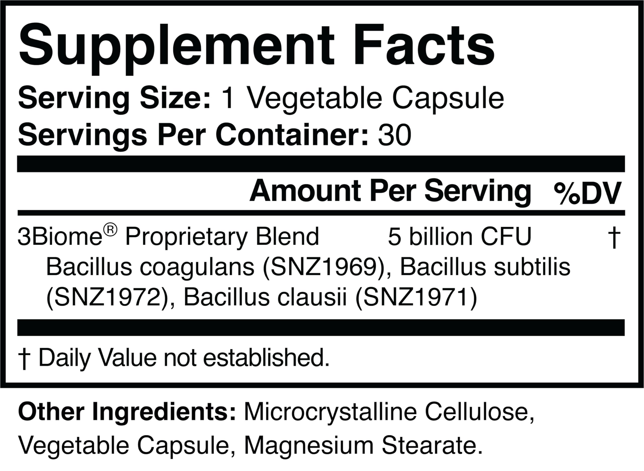 3Biome - Natural Probiotic Supplement - Non-GMO, Vegan, Gluten-Free | 30 Vegetable Capsules