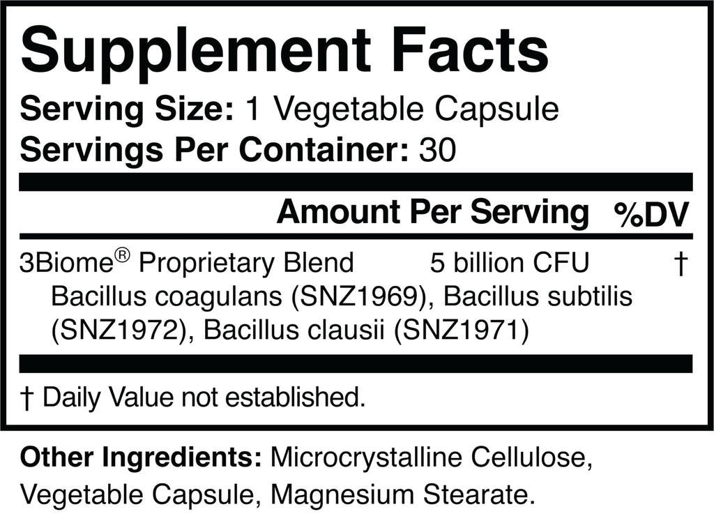 3Biome - Natural Probiotic Supplement - Non-GMO, Vegan, Gluten-Free | 30 Vegetable Capsules