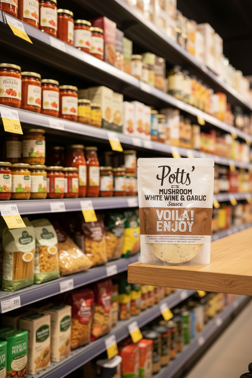 Potts Mushroom, White Wine & Garlic Sauce - 250g