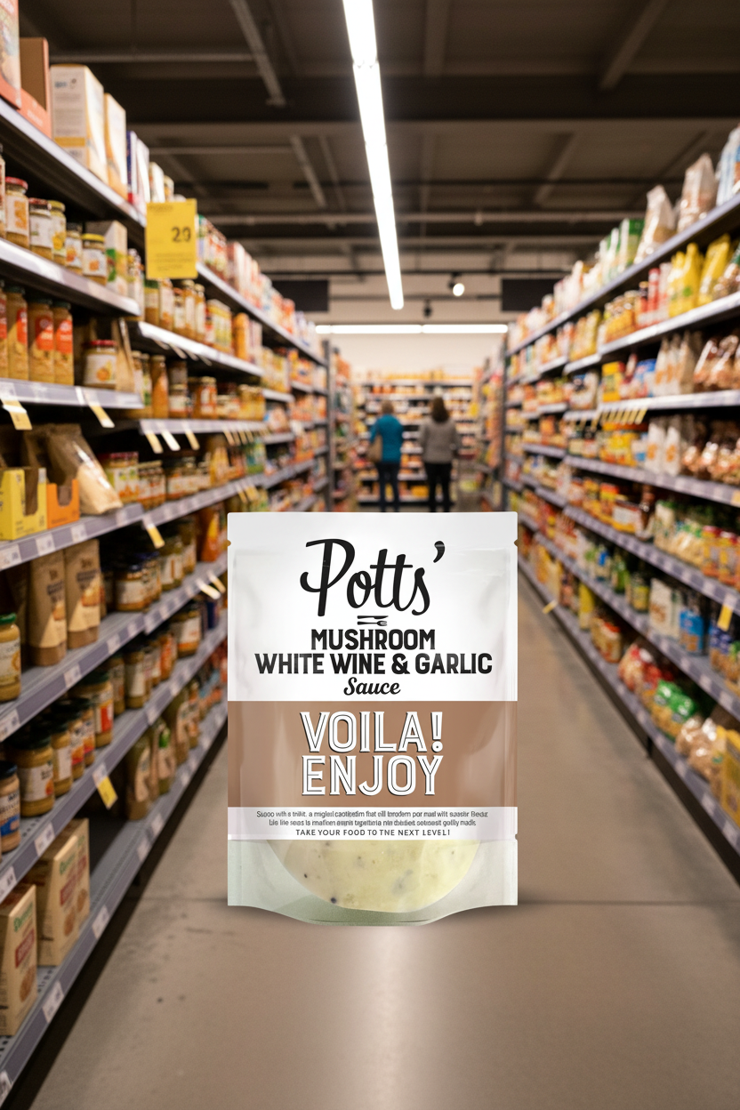 Potts Mushroom, White Wine & Garlic Sauce - 250g