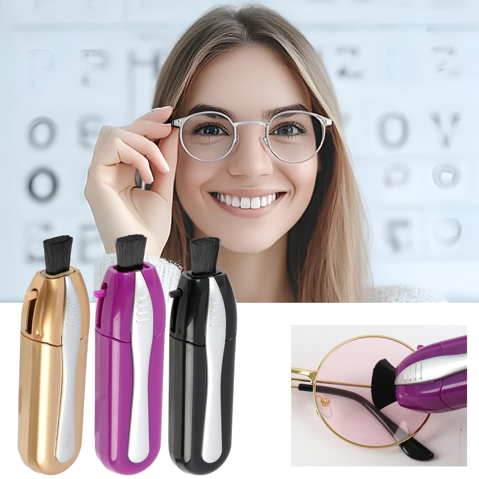 3PCS Glasses Cleaner Kit – Portable Lens Cleaning Set with Microfiber Cloth & Mini Brush
